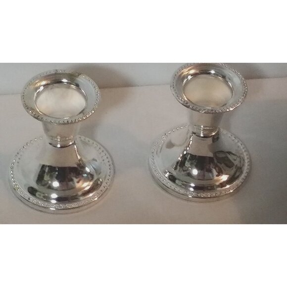 Essex Candle Holder Set of 2 Silver Plated Essex 2 1/2" Tall - Picture 1 of 2